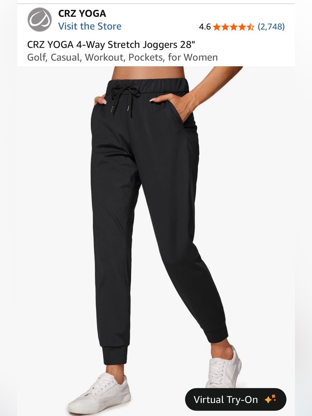 Crz Yoga Women’s Black Athletic Joggers Size XL